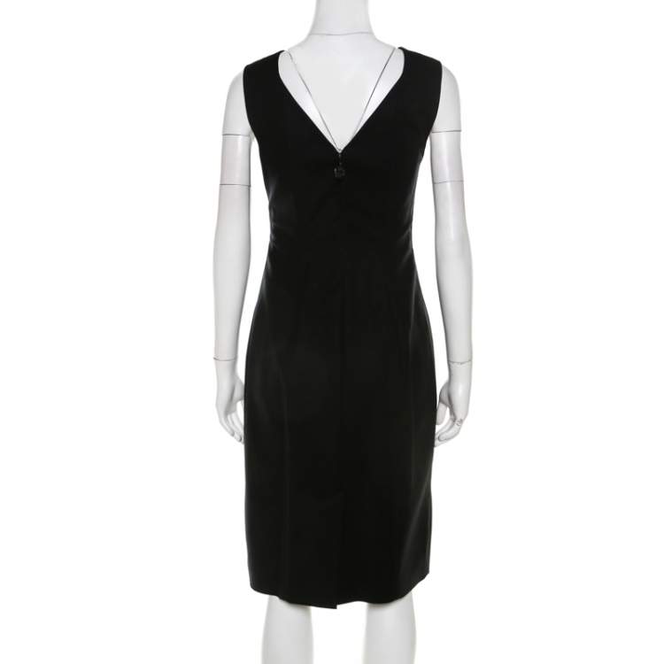 Pre Owned Elie Tahari Black Stretch Cotton Sleeveless Bodycon Sheath Dress L