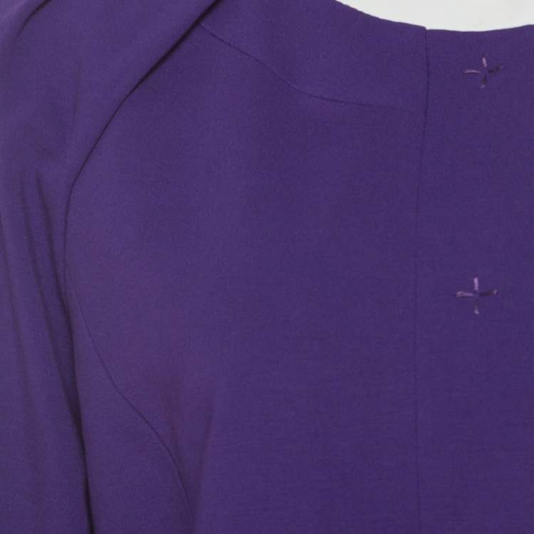 Pre Owned Elie Tahari Purple Stretch Knit  Pleated Raglan Sleeve Fitted Blazer S
