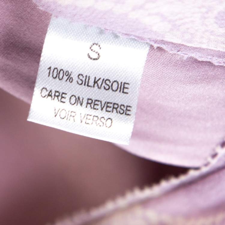 Pre Owned Elie Tahari Amethyst Purple Paisley Printed Silk Chiffon Top S 