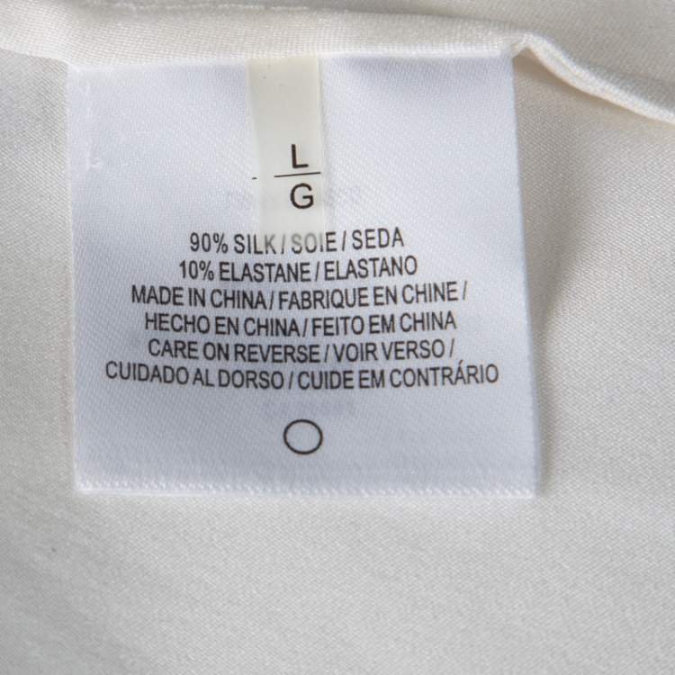 Pre Owned Elie Tahari Cream Silk Rope Sleeve Detail Carmela Wrap Blouse L