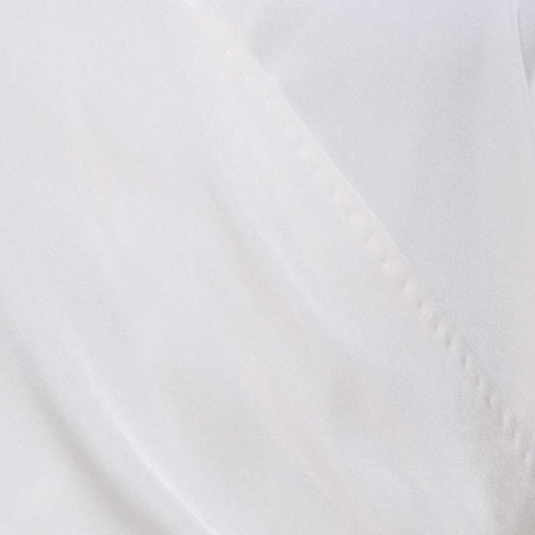 Pre Owned Elie Tahari Cream Silk Rope Sleeve Detail Carmela Wrap Blouse L