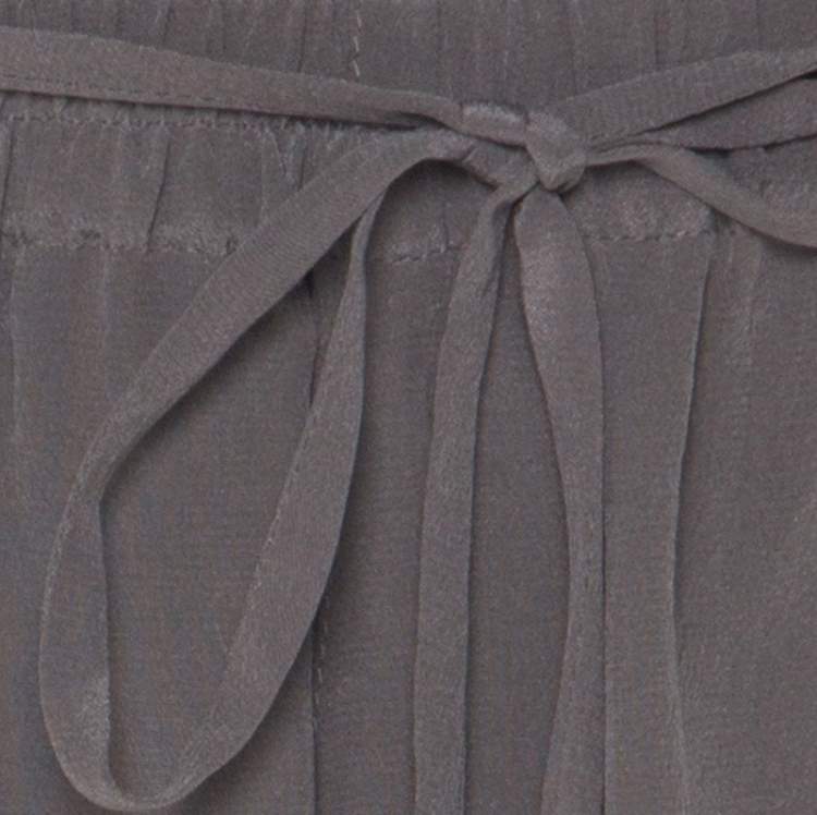 Pre Owned Elle Tahari Grey Silk Drawstring Waist Trousers L