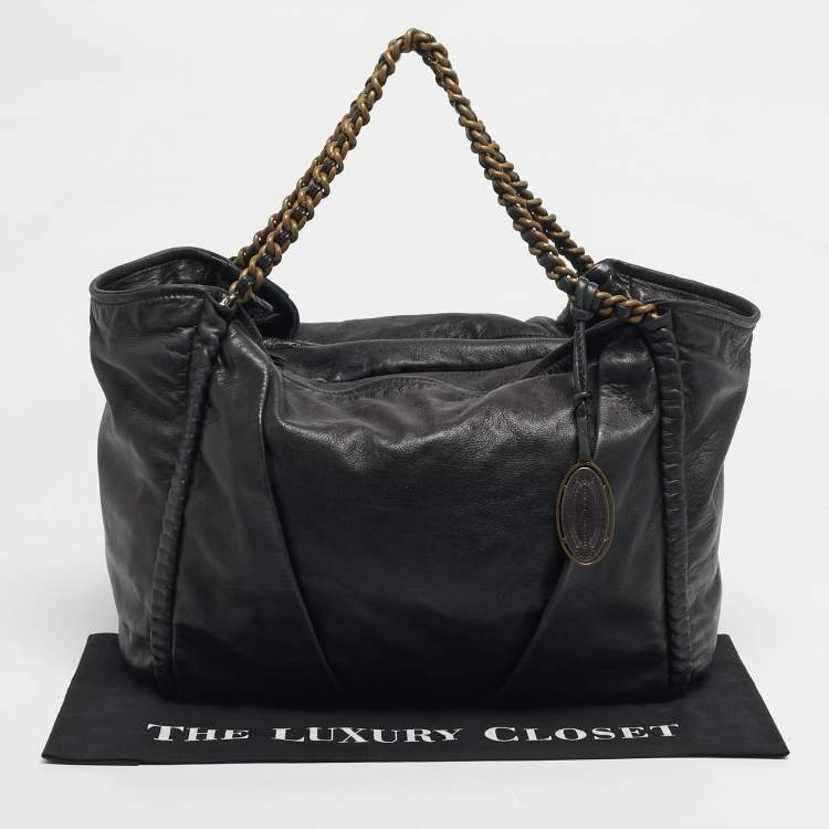 Pre Owned Elie Tahari Black Leather Chain Hobo
