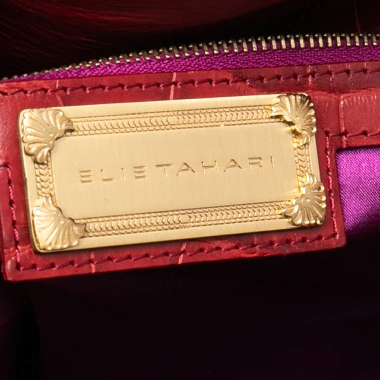 مملوكة مسبقًا Elie Tahari Red Croc Embossed Leather Samara Tote