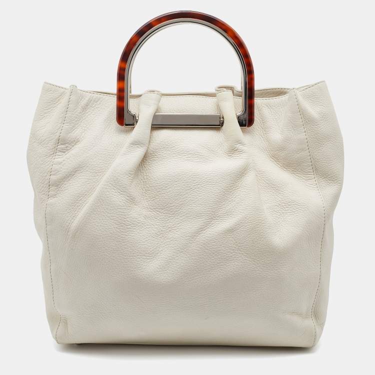 Pre Owned Elie Tahari White Leather Shopper Tote