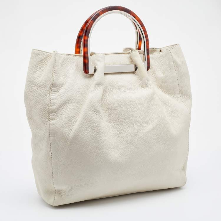 Pre Owned Elie Tahari White Leather Shopper Tote