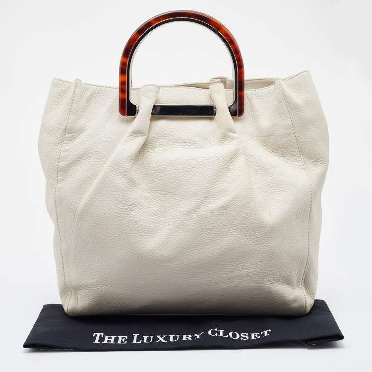 Pre Owned Elie Tahari White Leather Shopper Tote
