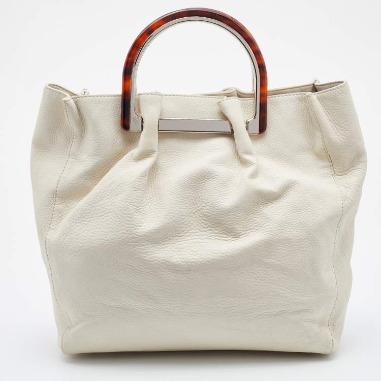Pre Owned Elie Tahari White Leather Shopper Tote