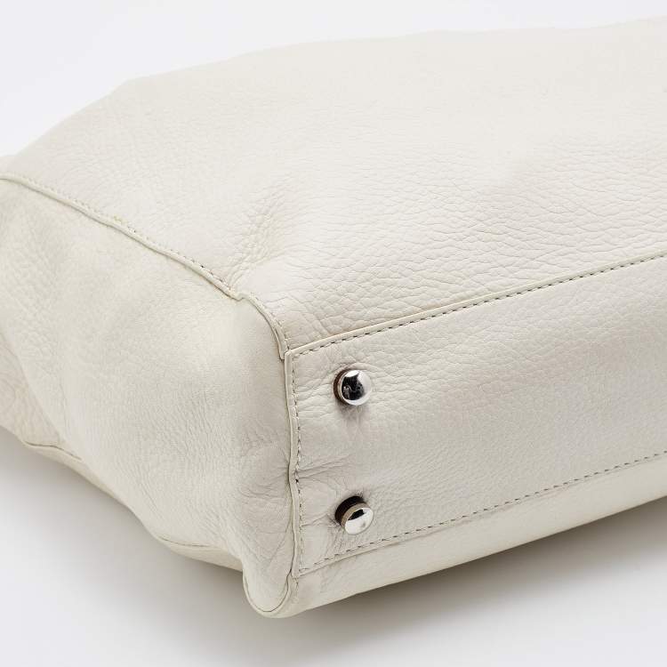 Pre Owned Elie Tahari White Leather Shopper Tote