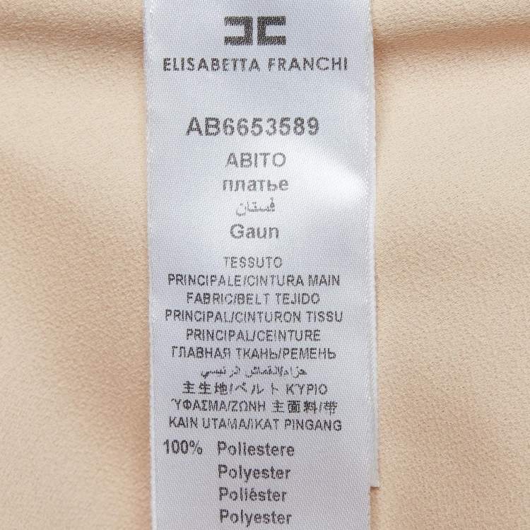 مملوكة مسبقًا Elisabetta Franchi Cream Chained Crepe Belted Wrap-Up Gown S