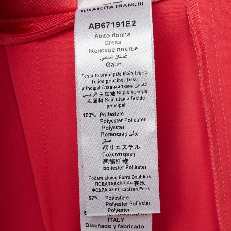 Pre Owned Elisabetta Franchi Pink Crepe Star Detail Belted Mini Dress S