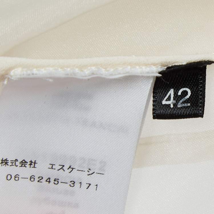 Pre Owned Elisabetta Franchi Beige Bow Detail Organza Sheer Shirt M