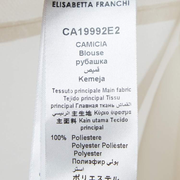 Pre Owned Elisabetta Franchi Beige Bow Detail Organza Sheer Shirt M