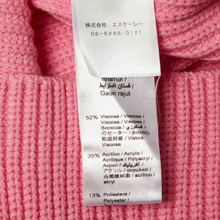 Pre Owned Elisabetta Franchi Pink Rib Knit Off-Shoulder Short Dress S