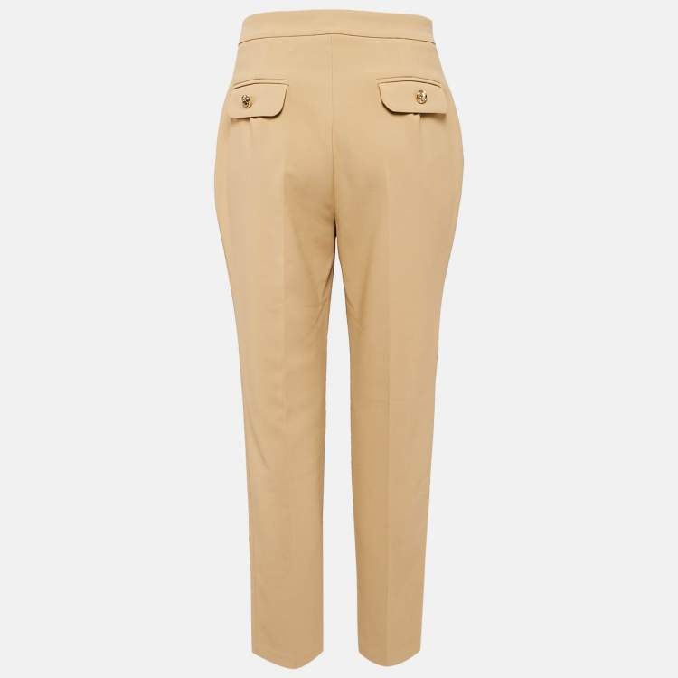 Pre Owned Elisabetta Franchi Brown Crepe Button Detail Trousers M