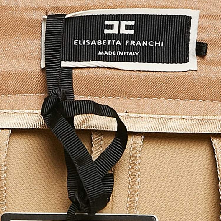 Pre Owned Elisabetta Franchi Brown Crepe Button Detail Trousers M