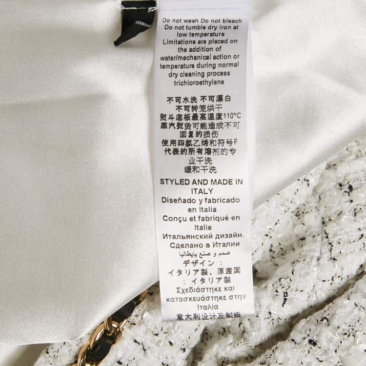 Pre Owned Elisabetta Franchi White Tweed Chai Embellished Mini Skirt S