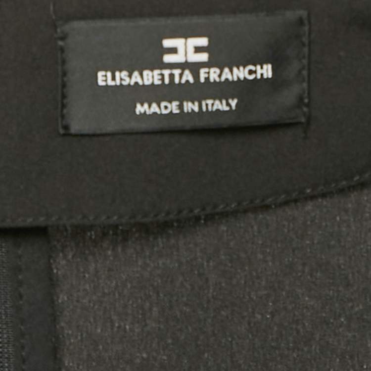 Pre Owned Elisabetta Franchi Black Crepe Plucking Neck Bodysuit S