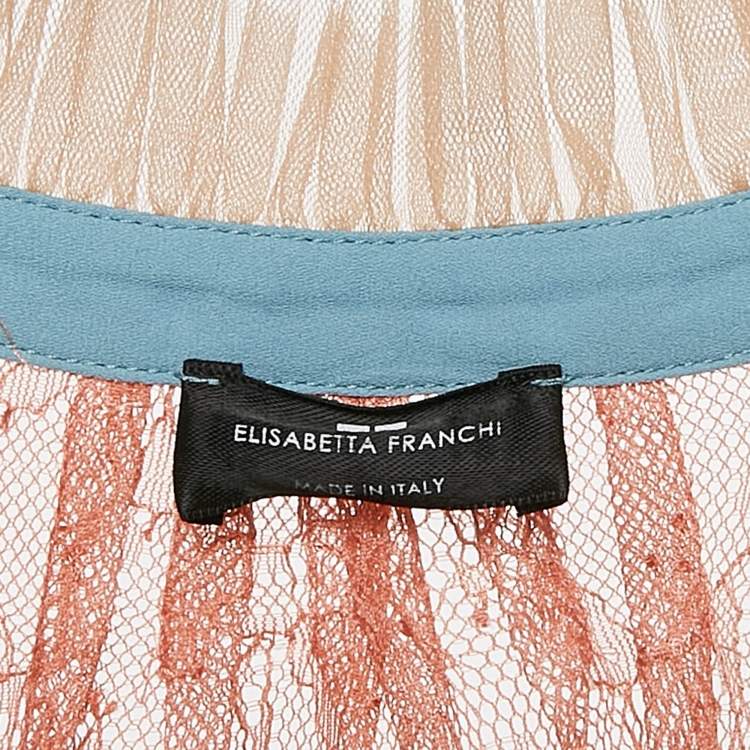 Pre Owned Elisabetta Franchi Multicolor Lace Ruffled Mini Dress M