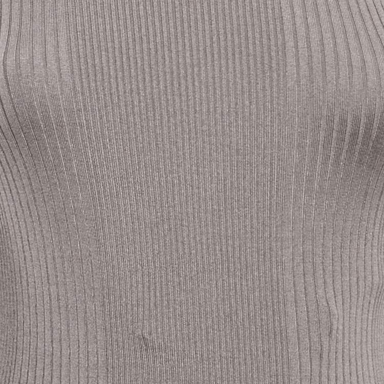 Pre Owned Elisabetta Franchi Grey Rib Knit One Shoulder Bodycon Dress M