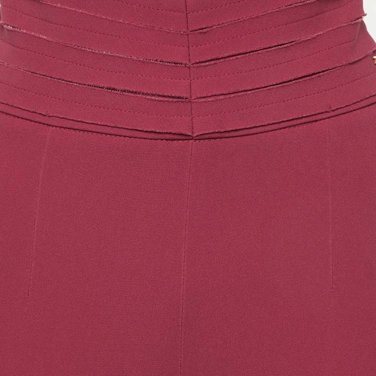 Pre Owned Elisabetta Franchi Melograno Crepe High Waist Trousers M
