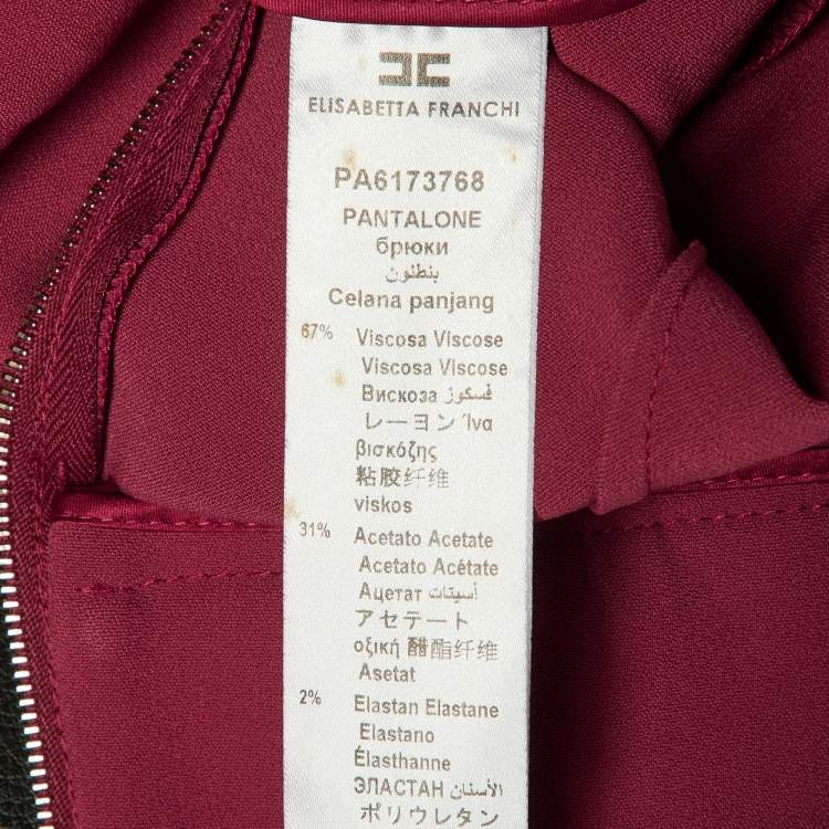 Pre Owned Elisabetta Franchi Melograno Crepe High Waist Trousers M