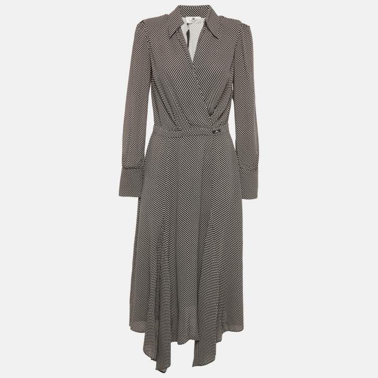 Pre Owned Elisabetta Franchi Dot Print Crepe Flared Midi Dress M