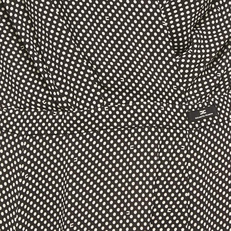 Pre Owned Elisabetta Franchi Dot Print Crepe Flared Midi Dress M