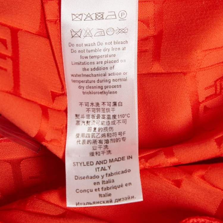 Pre Owned Elisabetta Franchi Orange Jacquard Satin Mini Skirt S