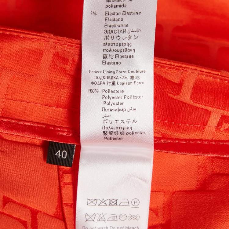 Pre Owned Elisabetta Franchi Orange Jacquard Satin Mini Skirt S