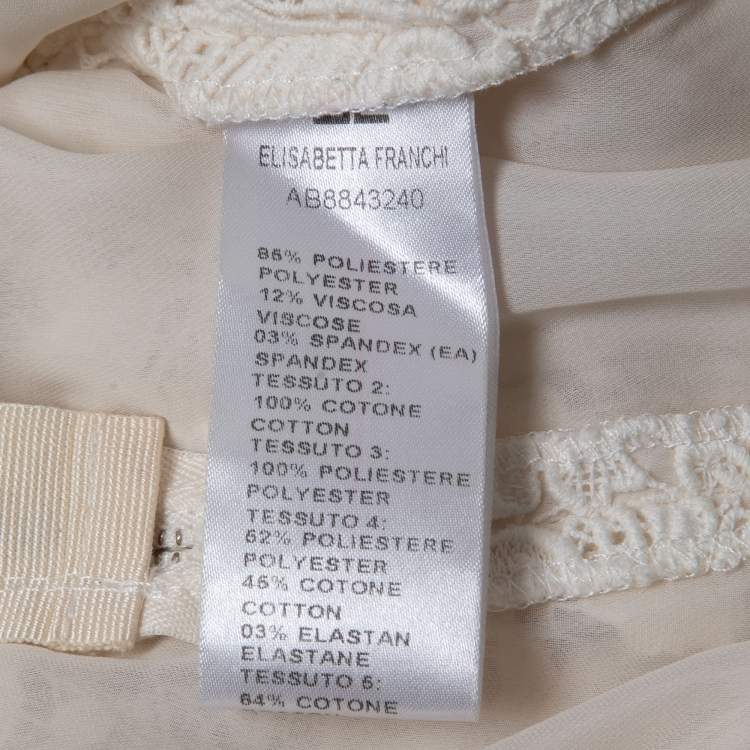 Pre Owned Elisabetta Franchi White Floral Lace Chain Detail Mini Dress XL