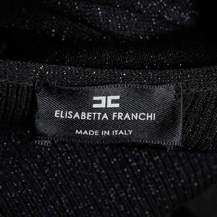 Pre Owned Elisabetta Franchi Black Lurex Knit Cape Detail Jumpsuit S