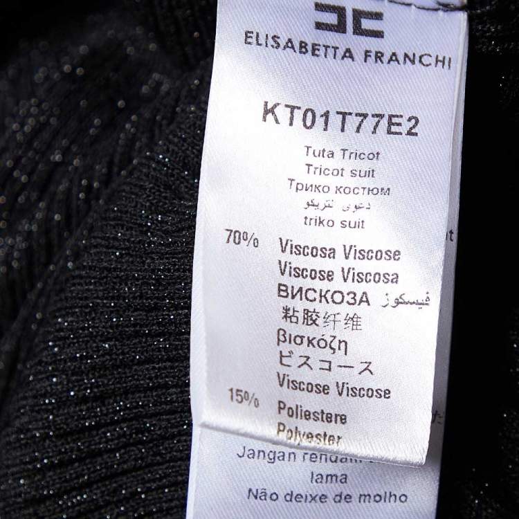 Pre Owned Elisabetta Franchi Black Lurex Knit Cape Detail Jumpsuit S
