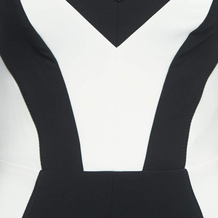 Pre Owned Elisabetta Franchi Black/White Knit Mini Dress S