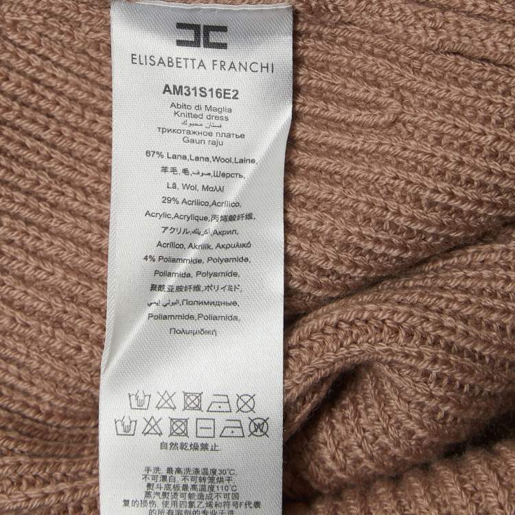Pre Owned Elisabetta Franchi Ivory White/Mauve Colorblock Knit Dress S