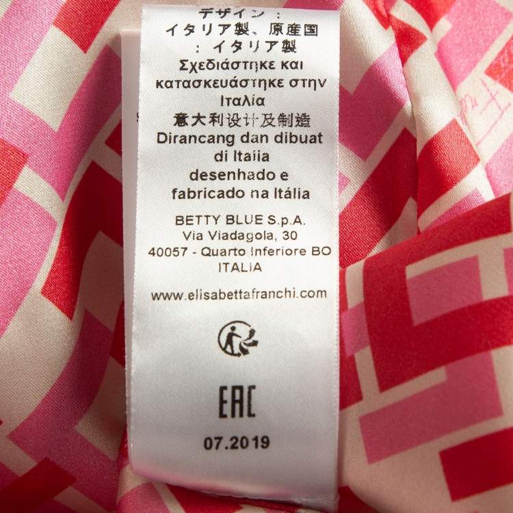 Pre Owned Elisabetta Franchi Pink Crinkle Wool Midi Skirt S