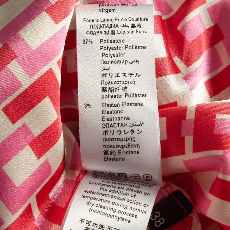 Pre Owned Elisabetta Franchi Pink Crinkle Wool Midi Skirt S