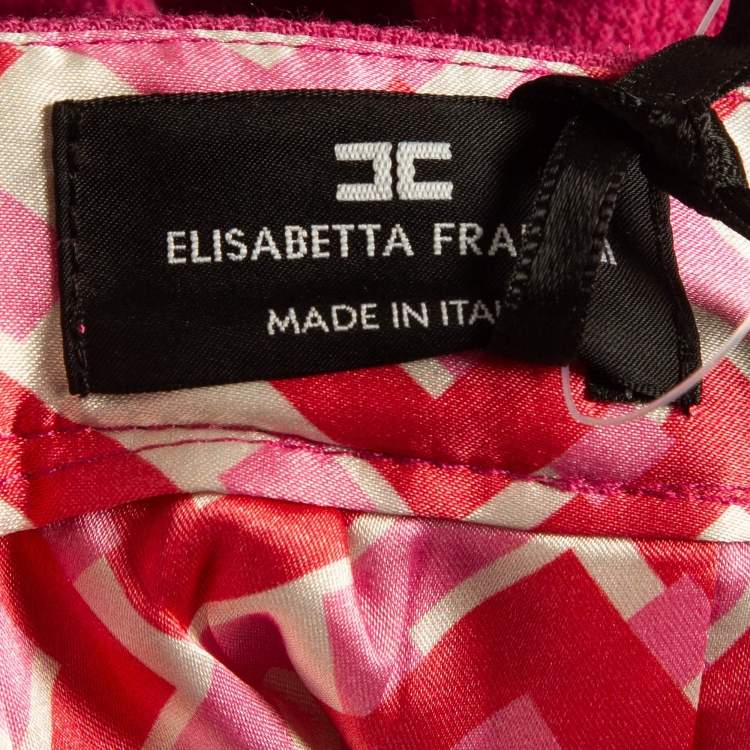 Pre Owned Elisabetta Franchi Pink Crinkle Wool Midi Skirt S
