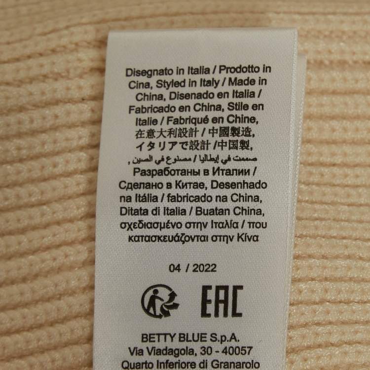 مملوكة مسبقًا Elisabetta Franchi Beige Rib Knit Double Breasted Mini Dress S