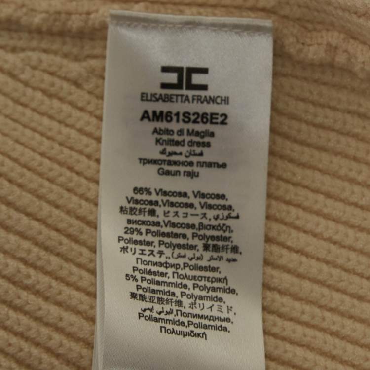 مملوكة مسبقًا Elisabetta Franchi Beige Rib Knit Double Breasted Mini Dress S