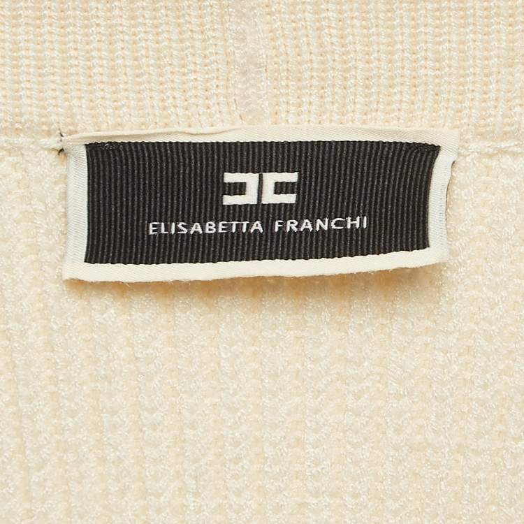 مملوكة مسبقًا Elisabetta Franchi Beige Rib Knit Double Breasted Mini Dress S