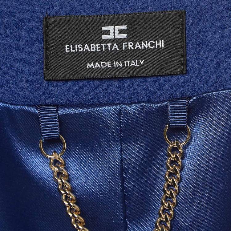 Pre Owned Elisabetta Franchi Blue Crepe Jacket L