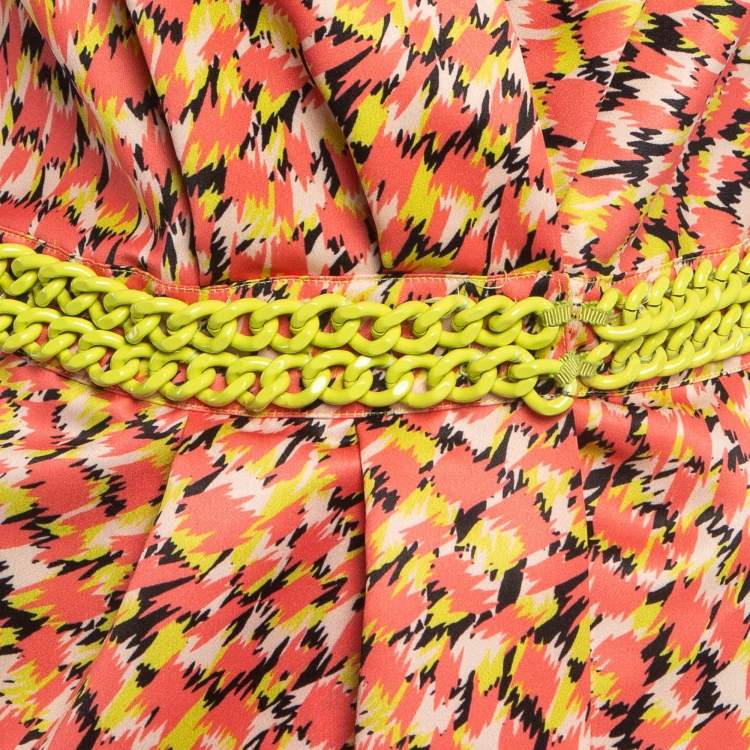 Pre Owned Elisabetta Franchi Multicolor Crepe Detailed Waist Wrap Mini Dress M