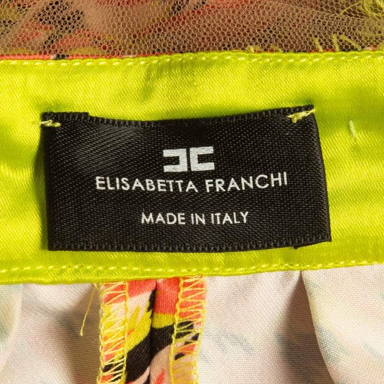 Pre Owned Elisabetta Franchi Multicolor Crepe Detailed Waist Wrap Mini Dress M