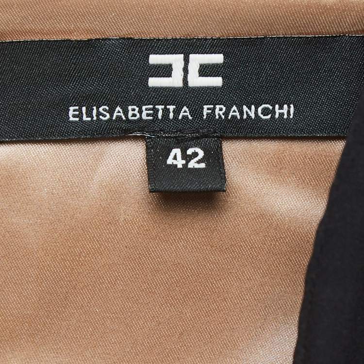 Pre Owned Elisabetta Franchi Black & Beige Crepe Mini Dress M