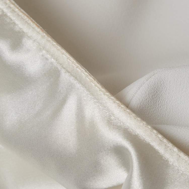 Pre Owned Elisabetta Franchi White Crepe Embellished Waist Mini Dress M