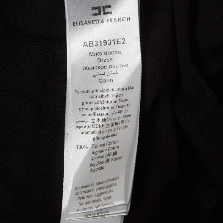 Pre Owned Elisabetta Franchi Black Monogram Patterned Cotton Knit Mini Dress M