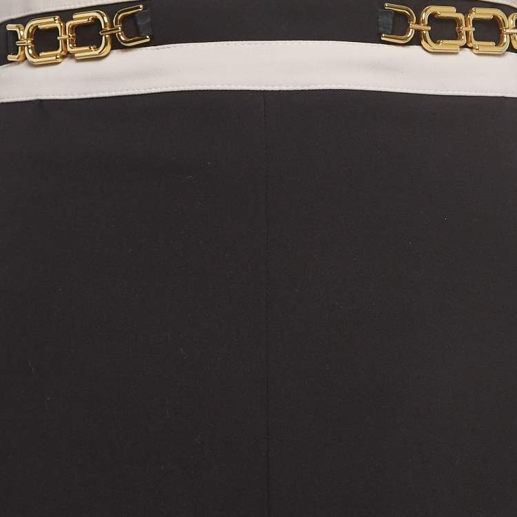 Pre Owned Elisabetta Franchi Black Embellished Stretch Knit Trousers L
