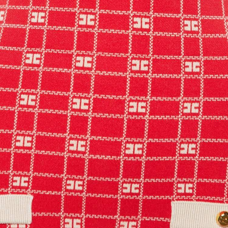 مملوكة مسبقًا Elisabetta Franchi Red Logo Jacquard Knit Mini Dress M