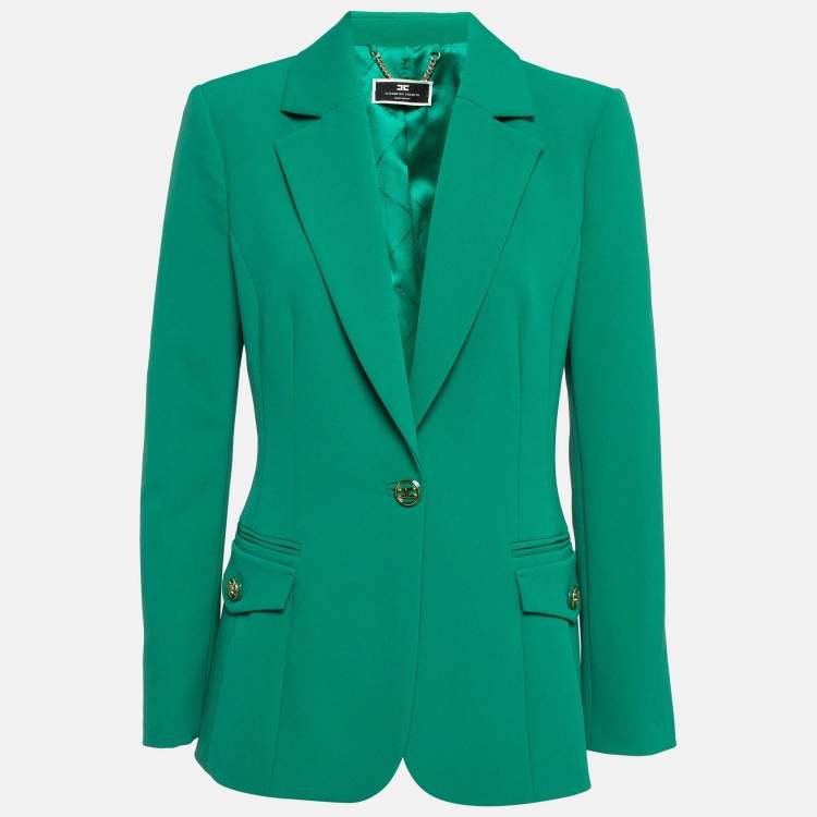 Pre Owned Elisabetta Franchi Green Crepe Single Breasted Blazer L